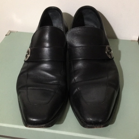 Gucci Black Leather Slip On Dress Loafers - Picture 3 of 10
